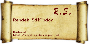 Rendek Sándor névjegykártya