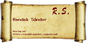 Rendek Sándor névjegykártya